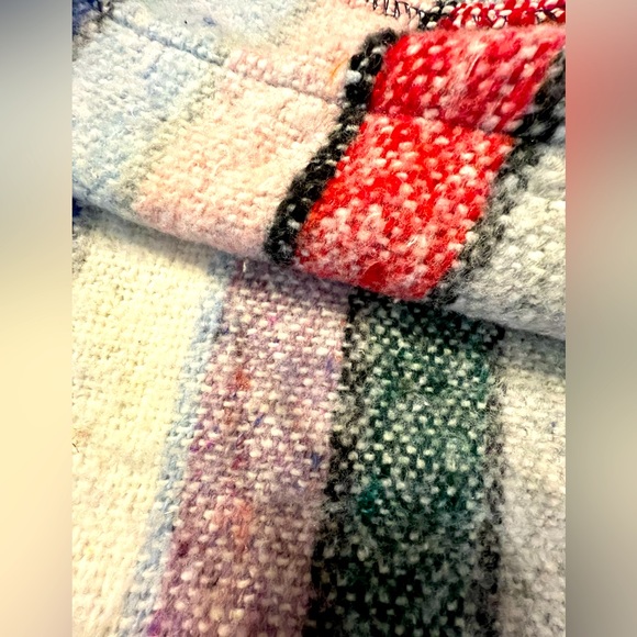 Mexican Poncho Baia Hoodie Surfer Pullover Made in Mex Unisex Sky Red Pink - Picture 5 of 10